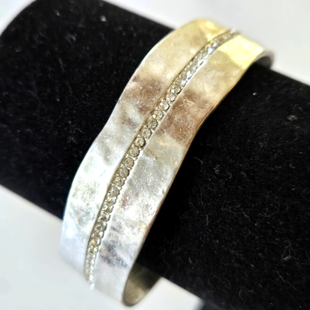 Silver & Rhinestones Bracelet Cuff